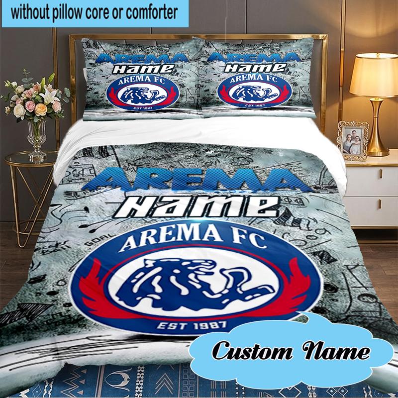 Custom Name Arema Crest Pride Bedding Set 3pcs, Bedding Set Including 1pc Duvet Cover And 2pcs Pillowcases for Bedroom, Dormitory Gift