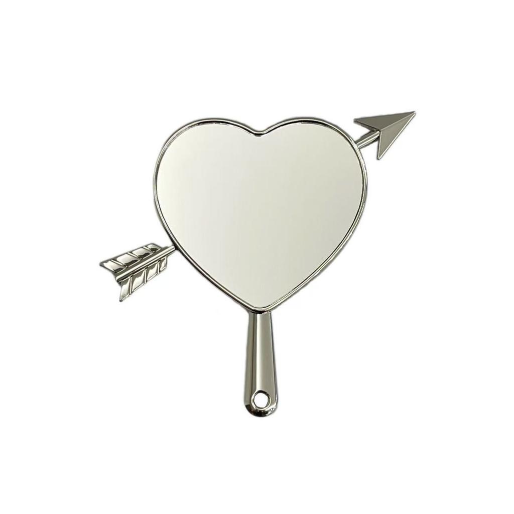 Heart Shaped Handle Compact Mirror, Single Face Portable Vanity Mirror for Home Travel, Gift