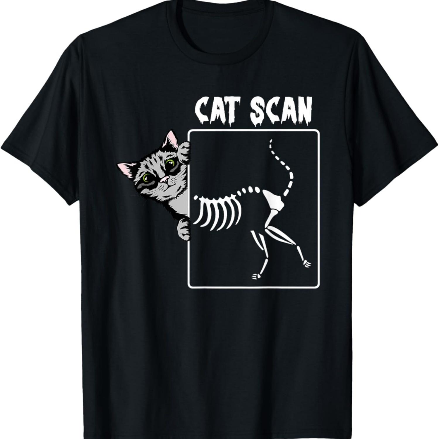 Cat Scan CT Funny Cat X Ray Pun Meme Rad Tech Cat Lover T-Shirt for Men Women Girls Kids S