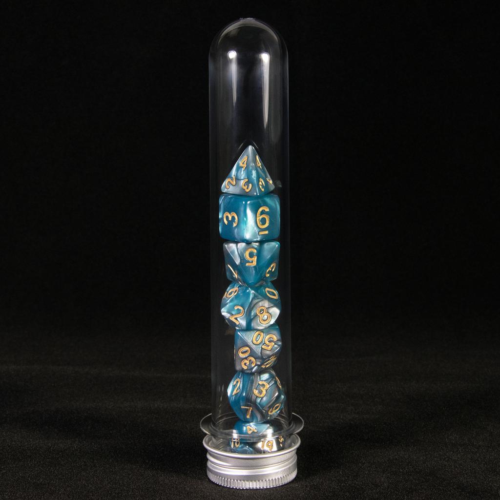 7 szt. Wielościenne kostki w mieszanych kolorach z tubą do DND TRPG RPG Cthulhu COC Gra planszowa Drużyna prowadząca Zestaw kości DND