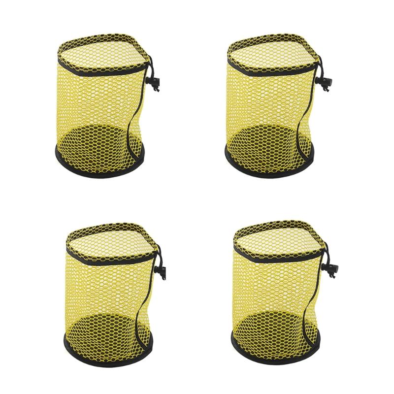 

Pack of 4pcs Large Golf Ball Mesh Bags Can Hold 50 Balls Each Polyester Storage Organiser for Sports Gear жёлтый