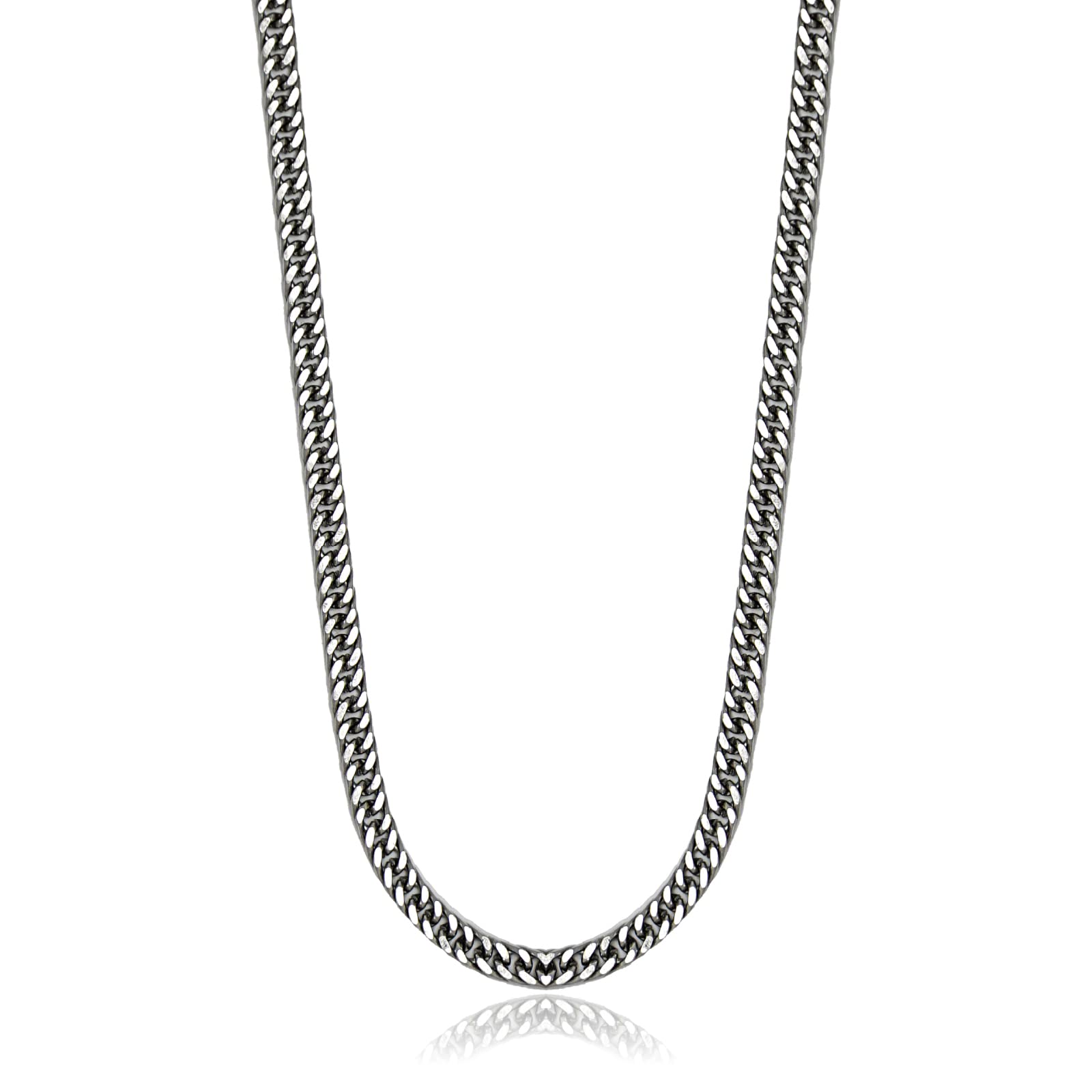 

Brodiaea Men s Steel Herringbone Chain (S), Silver, Curb Chain Necklace, Fine Steel, Hypoallergenic [Total Length: 50cm]