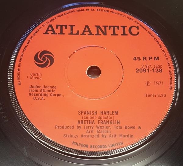 7inch Record ARETHA FRANKLIN - Spanish Harlem / Lean On Me 2091138 Atlantic 1971 UK Soul/Funk Used