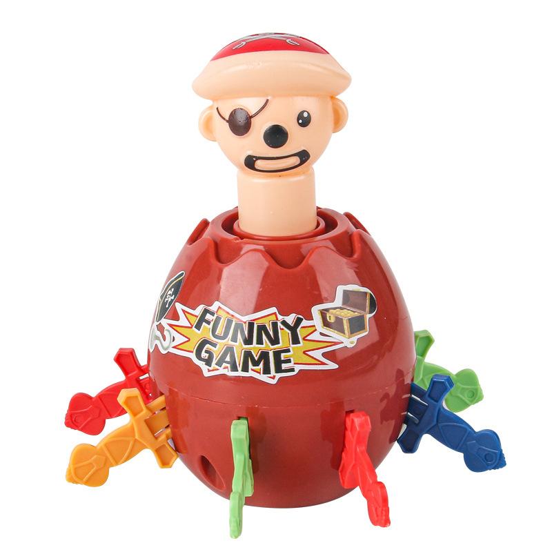 Novelty Creative Pirate Bucket Children'S Toys Interactive Spoof Trick Piggy Bank Pirate Dinosaur Wooden Bucket Desktop Toy