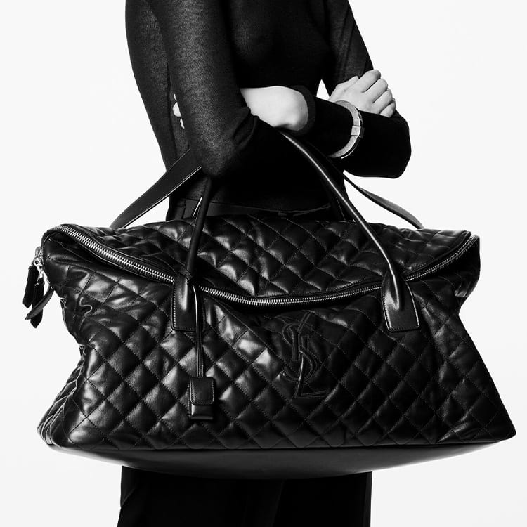 SAINT LAURENT Calfskin Travel Bag Women's Black 736009-AABK9-1000