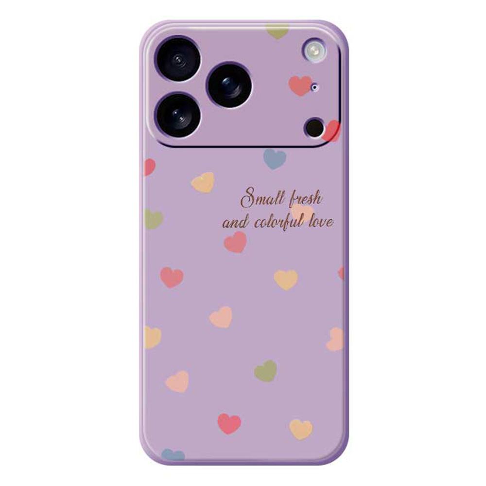 For iPhone 17 Pro Max Case Colorful Love Pattern Printing Straight Edge TPU Phone Back Cover