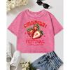 Strawberry Festival Fruits Est 1968 Print Womens Washed T-Shirt Cotton O-Neck T Shirts Fitness Tops Summer