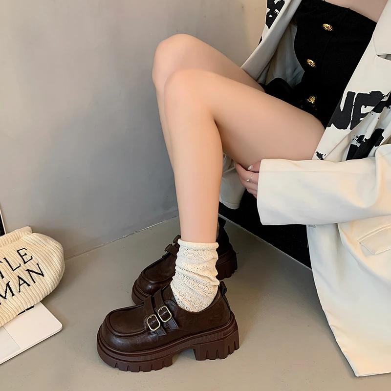 Fashion French Style Small Leather Shoes Women English Style Retro One-band Marilyn Shoes Spring Soft-soled Loafers
