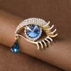 Women Brooch Blue Sparkling Rhinestones Angel Teardrop Shape Lapel Pin Suits Coats Bags Scarves Badge Versatile Accessory