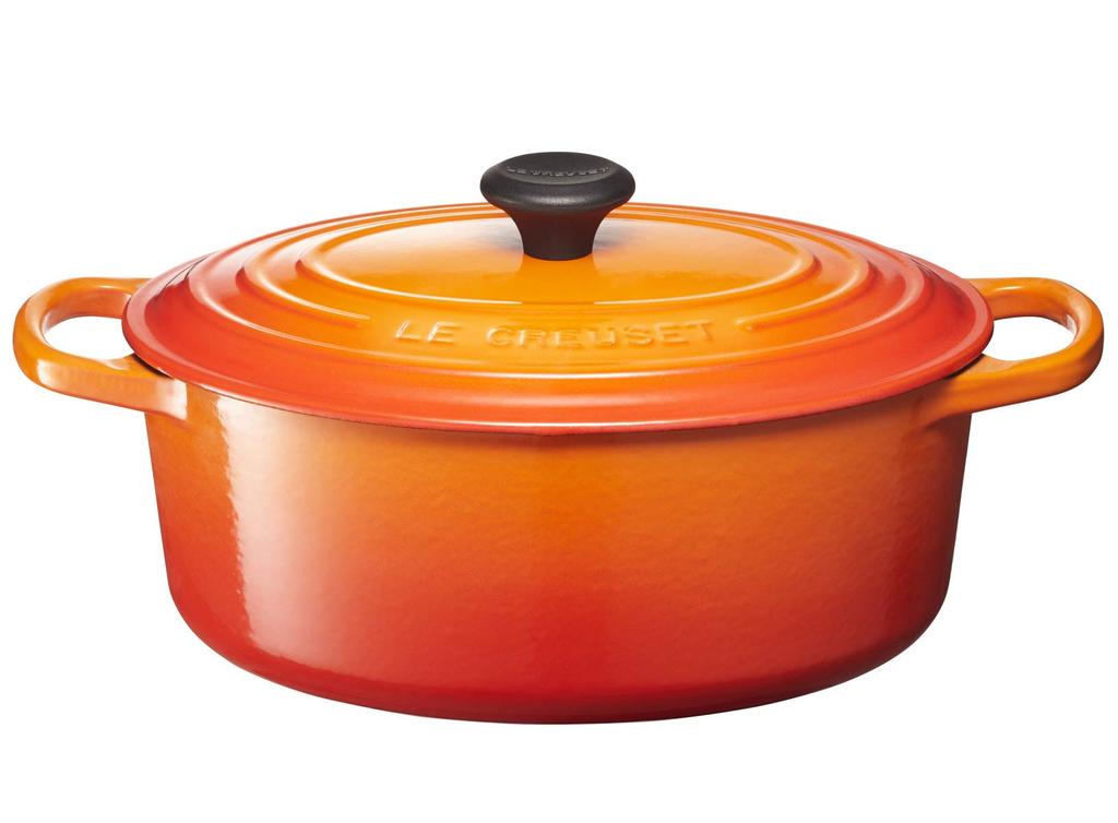 Le Creuset Cast Enamel Pot Signature Cocotte Oval 25 Cm Orange Gas IH Oven Compatible Japanese [Authorized Product]