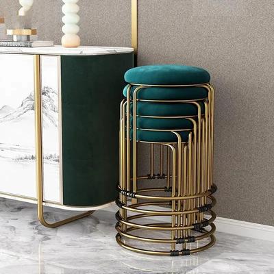 Rebar Round Stool Staable Soft Fabric Living Room Dining Table Bar Chair  Portable Lightweight Stool, Bedroom Dresser