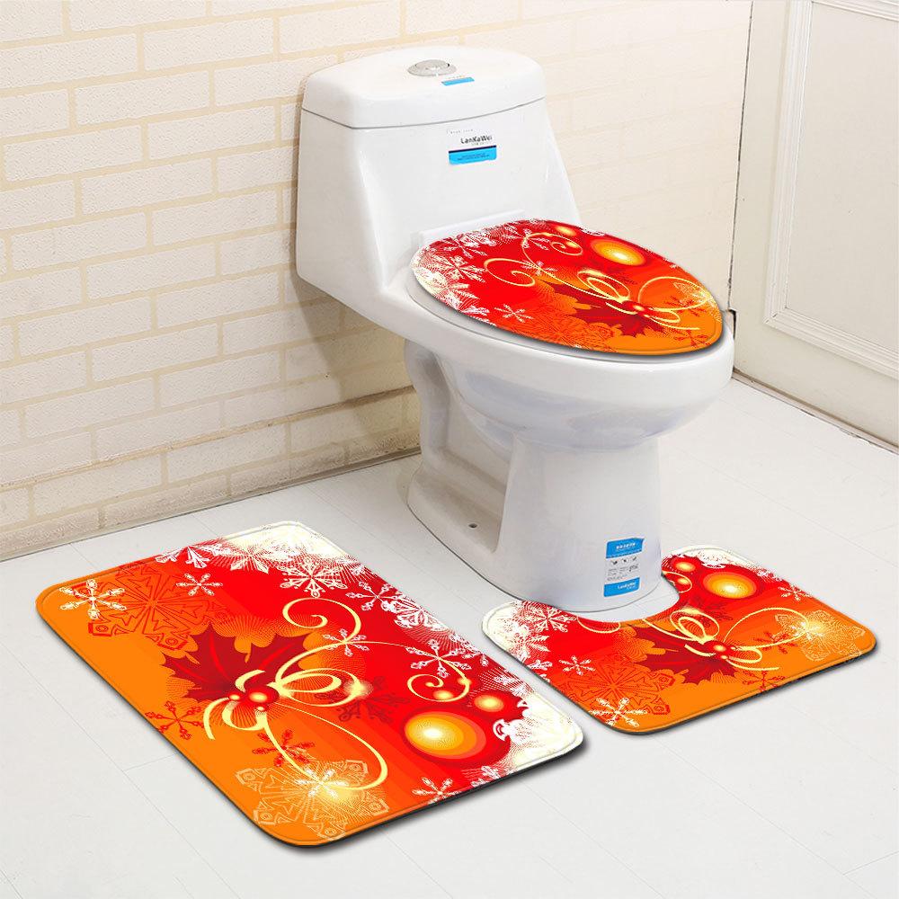 Christmas Bathroom Floor Mat Toilet Three-Piece Set