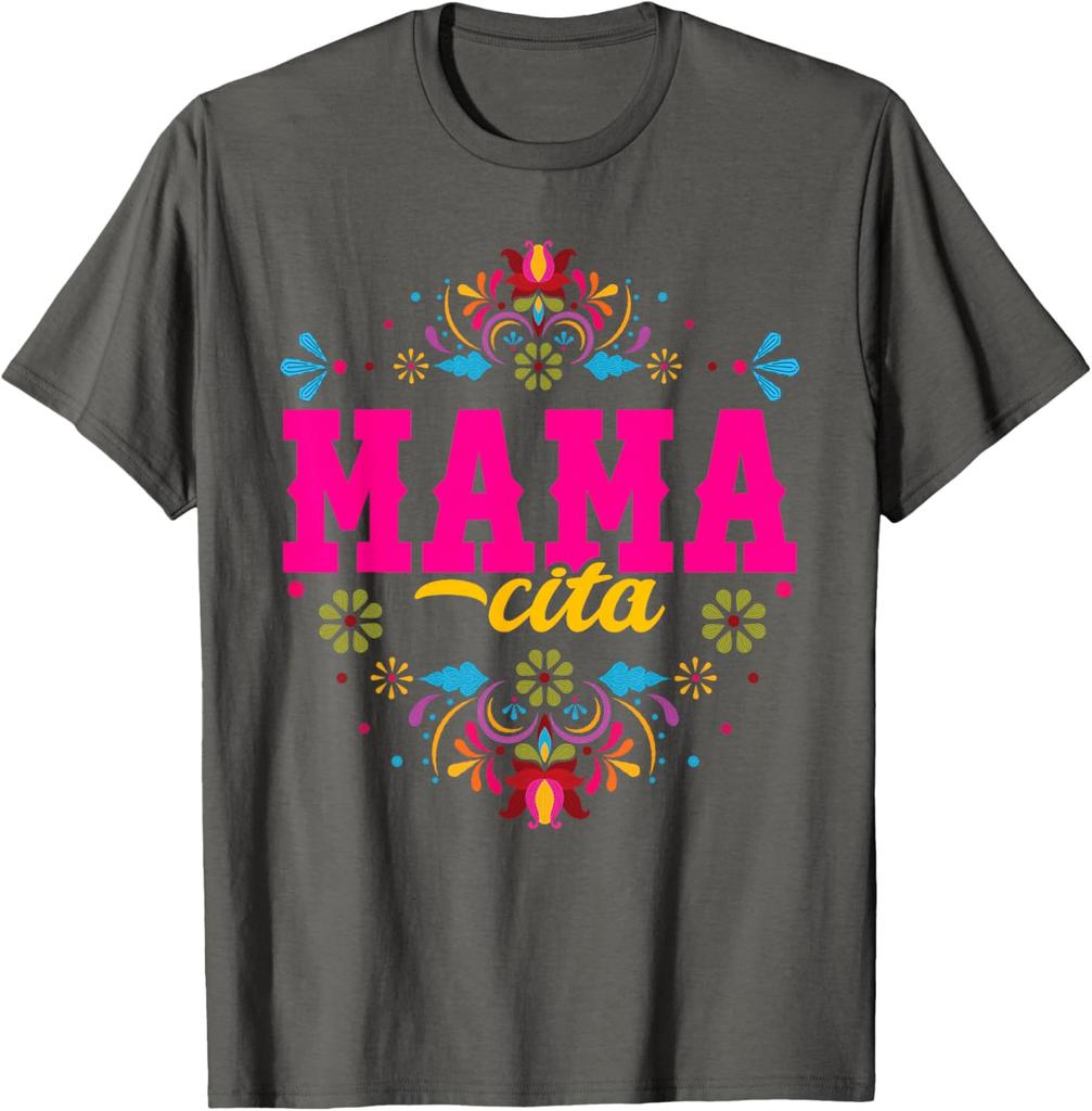 Mamacita Fiesta Floral Graphic Tee Shirt Mother's Day Birthday Gift Casual Crewneck