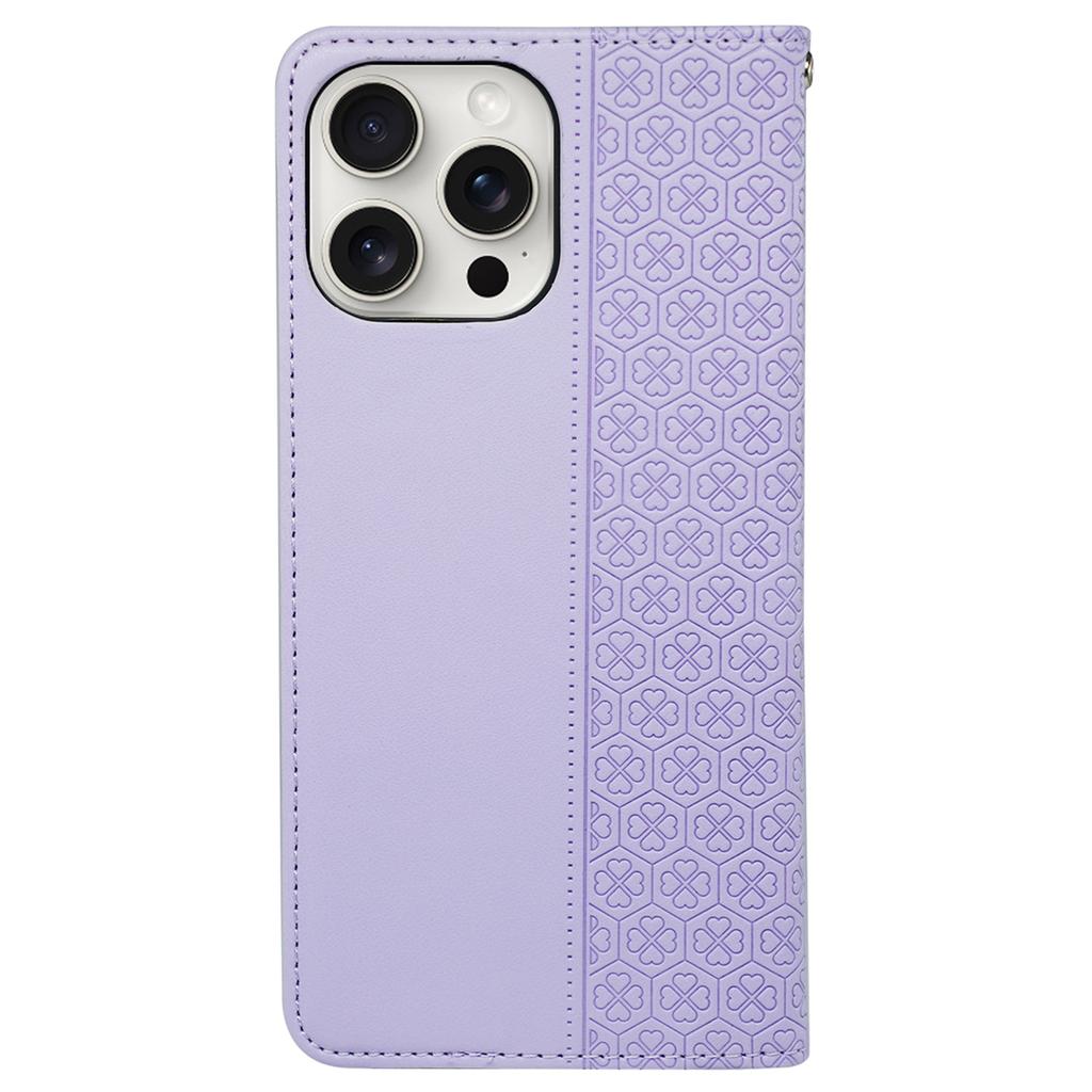 For iPhone 13 Pro Max Wallet Case Four-Leaf Clover Leather Phone Cover
