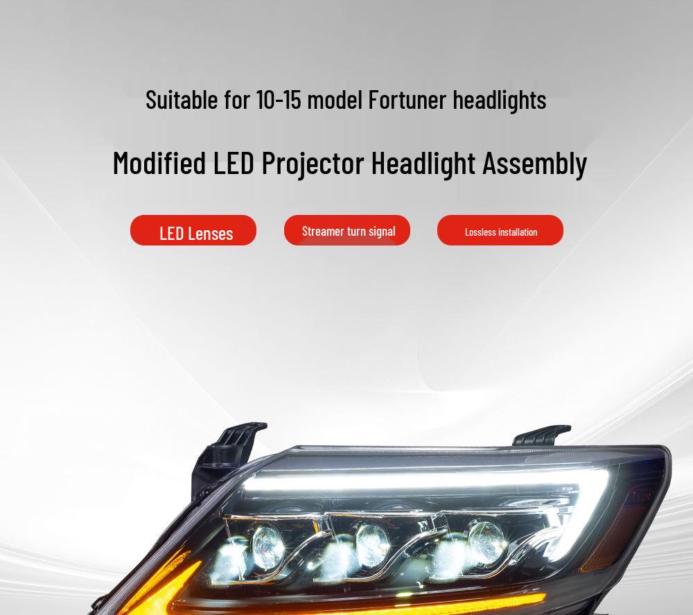LED Lens Flowing Turn Signals for Toyota Fortuner 2010-2015 Headlight Assembly