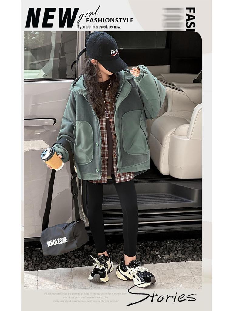 2025 Girls' Aoli Velvet Warm Cotton-Padded Top - Autumn/Winter Outerwear for Kids