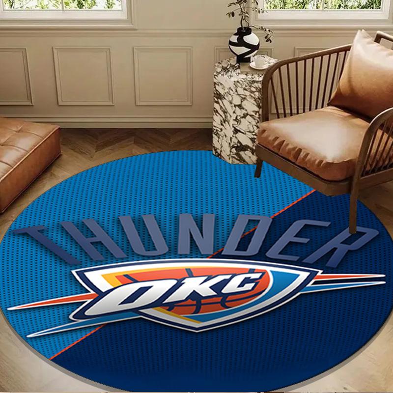 Thunder Basketball Team Round Mat, Anti-slip Circle Carpet Chair Rug For livingroom,Bedroom, Doormat Home Decor Gift Christmas Gifts