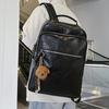 Schoolbag New PU Leather Waterproof Men's Backpack Large Capacity Casual Business Computer Bag Men's Bag Trendy Cool Student School Bag