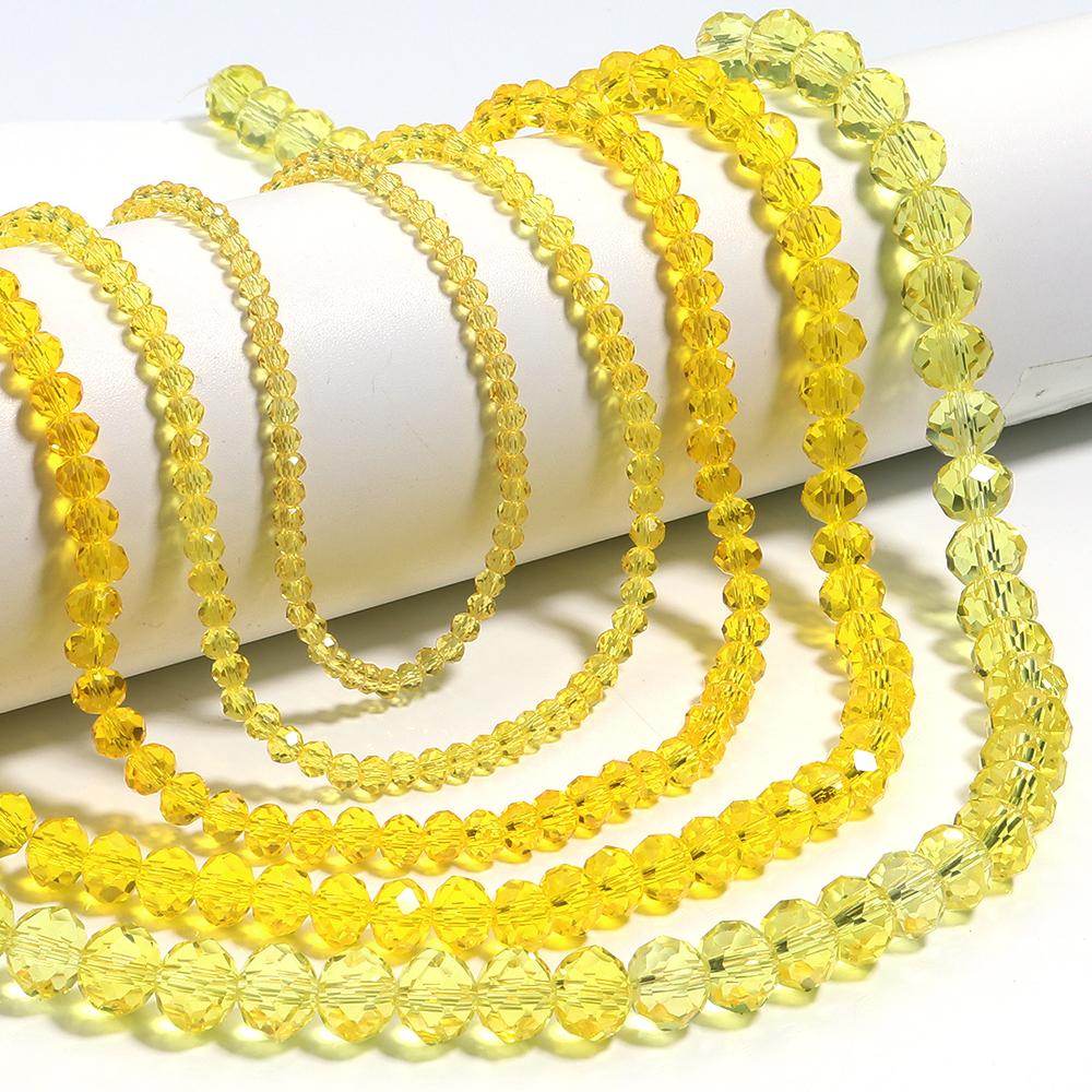1 Strand 3/4/6/8/10mm Yellow Faceted Crystal Beads Glass Abacus Loose Beads For Jewelry Making DIY Bracelet Necklace Accessories