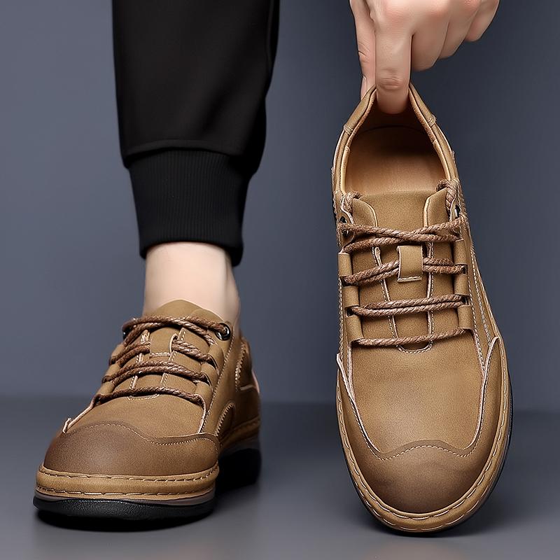 Fashion Comfortable Walking Shoes Non-Slip Formal Dress Shoes Men's Breathable Casual Lace-Up Shoes Men Casual New  Business Flats