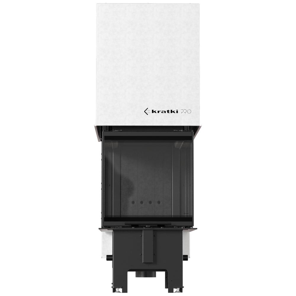Steel fireplace KRATKI REGNOR 500/700 8 kW Ø 200 3-sided, black thermotec and self closing door