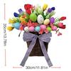 Easter Baskets for Front Door Fake Tulips Egg Basket Wreath Spring Valentine Farmhouse Hanging Pendant