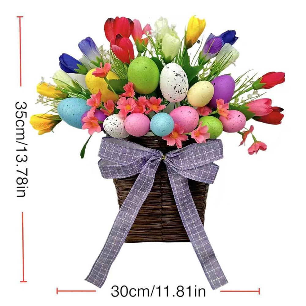 

Easter Baskets for Front Door Fake Tulips Egg Basket Wreath Spring Valentine Farmhouse Hanging Pendant China Mainland