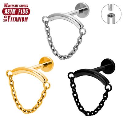 F136 Titanium Inner Helix Piercings Chain Lip Ear Stud Tragus Cartilage Hinged Segment Daith Piercing Septum Body Zircon Gift