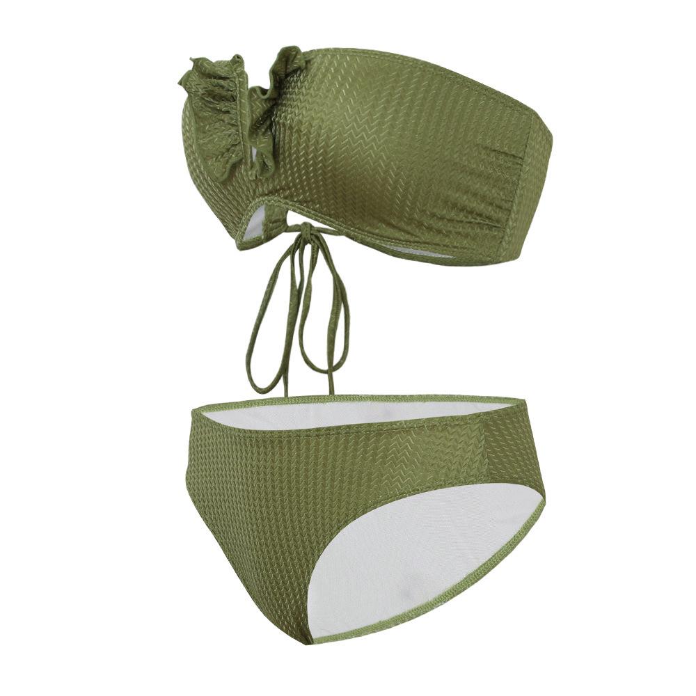 

2024 Color Block Lace-Up Bikini - European & American Style Women s Swimsuit Extra Large