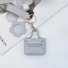 Mini PU Leather Keychain Bag with Flower Mirror Wrist Strap Trendy Bag Charm Perfect Christmas Gift for Female Friends