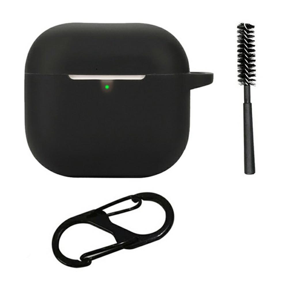 For AirPods 4 Silicone Case Bluetooth-Compatible Earphones Protective Cover with Anti-Lost Buckle + Cleaning Brush