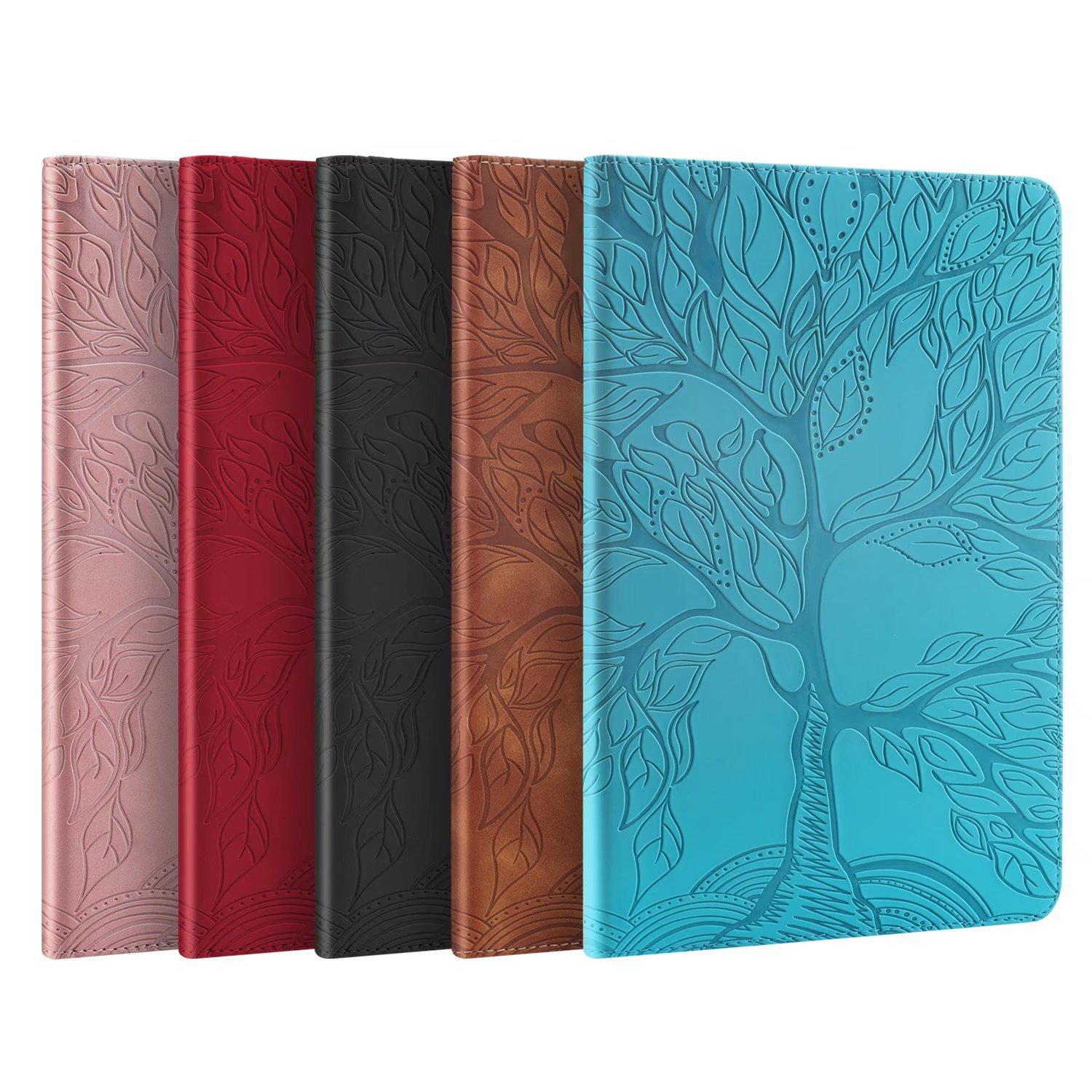 Suitable for Lenovo M10plus 3rd Generation Flat Leather Case M8 Tree of Life Embossed Card Bracket Protective Case K10C Lenovo y700