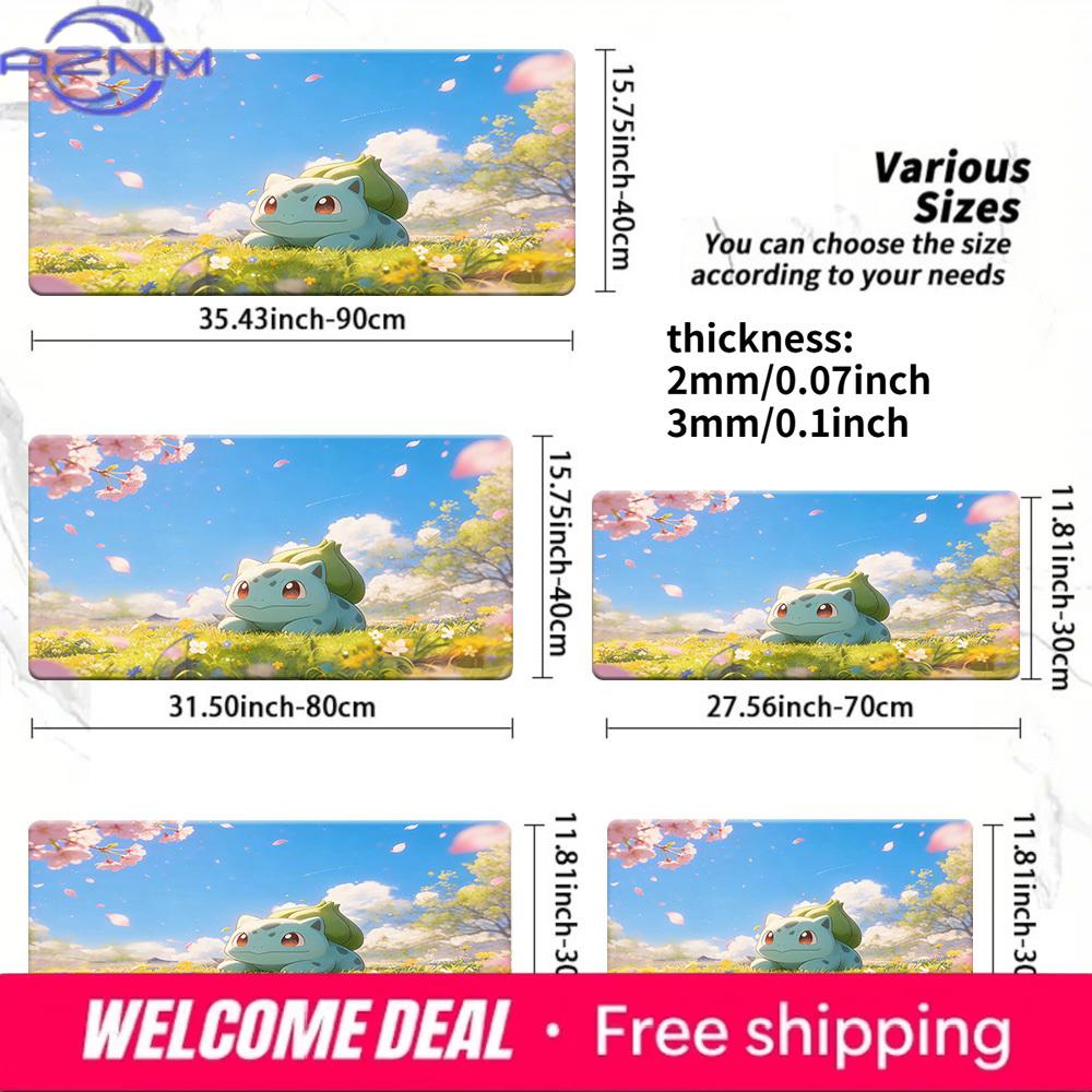 Cute Bulbasaur in Spring Cherry Blossom Gaming Mouse Pad 30x80x0.2cm