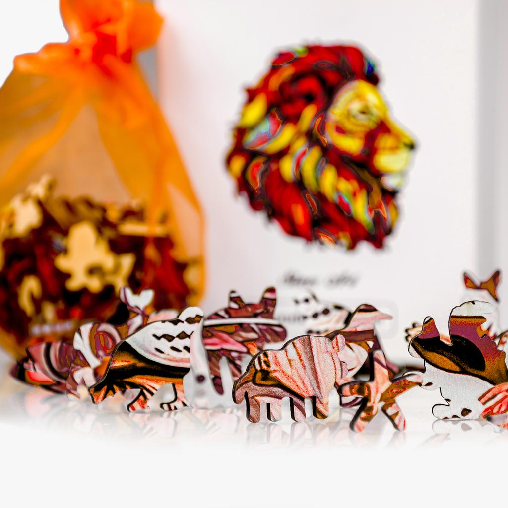 Wooden puzzle for adults children lion cat puzzle dad father gift