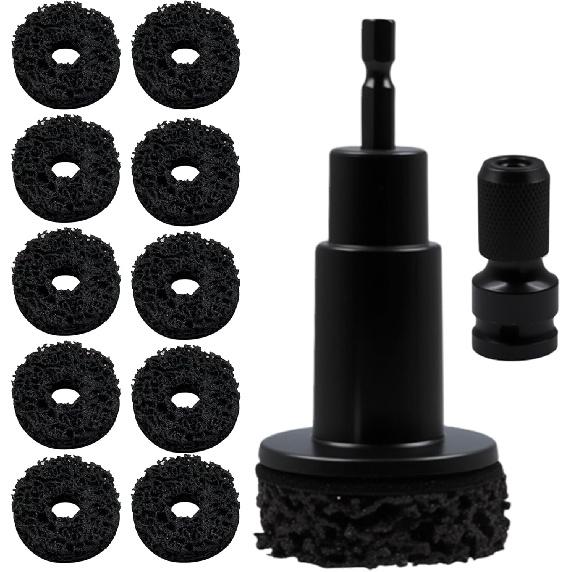 10 Pcs Wheel Hub Cleaning Tool Kit, Wheel Stud Cleaner and Hub Resurfacing Kit Includes 8 Pads, Quick Rust Removal, Fits 1/2” Wrenches or Power
