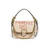 X Basquiat Collaboration Beat 18 Graffiti Print Chain Leather Mini Square Bag Women Handbags Ivory 6892-B4IY
