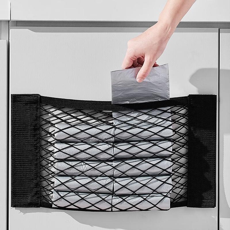 Wall Kitchen Cabinet Door Storage Bags Mesh Garbage Bag Plastic Shopping Bags Dispenser Sundries Bag Net Car Trunk Organizer Bag