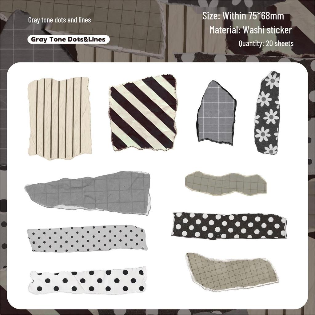 RetroStory Washi Tape Sticker Pack - Stripes, Polka Dots & Shapes for Journaling & Collage