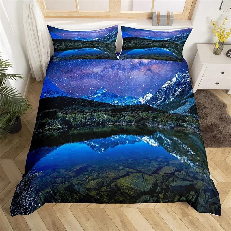 Comforter Natural Landscape Single Twin King Waterfall Bedding Set Polyester Mountains River Comforter For Boys Girl