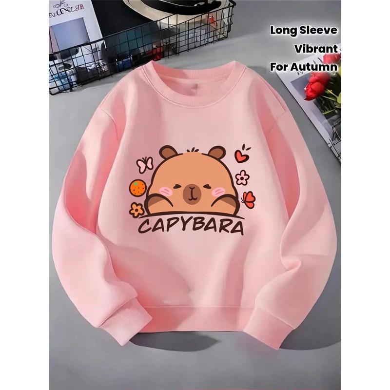 Kids Sweatshirt Long Sleeve Round Neck , Casual Spring/Autumn Winter Outfits (Machine Washable, Multi-Color Options)