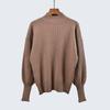 High Quality Autumn and Winter Half Turtleneck Knitting Sweater Sunken Stripe Long Sleeves Idle Style Pure Color Base Pullover Heattech Women's Top