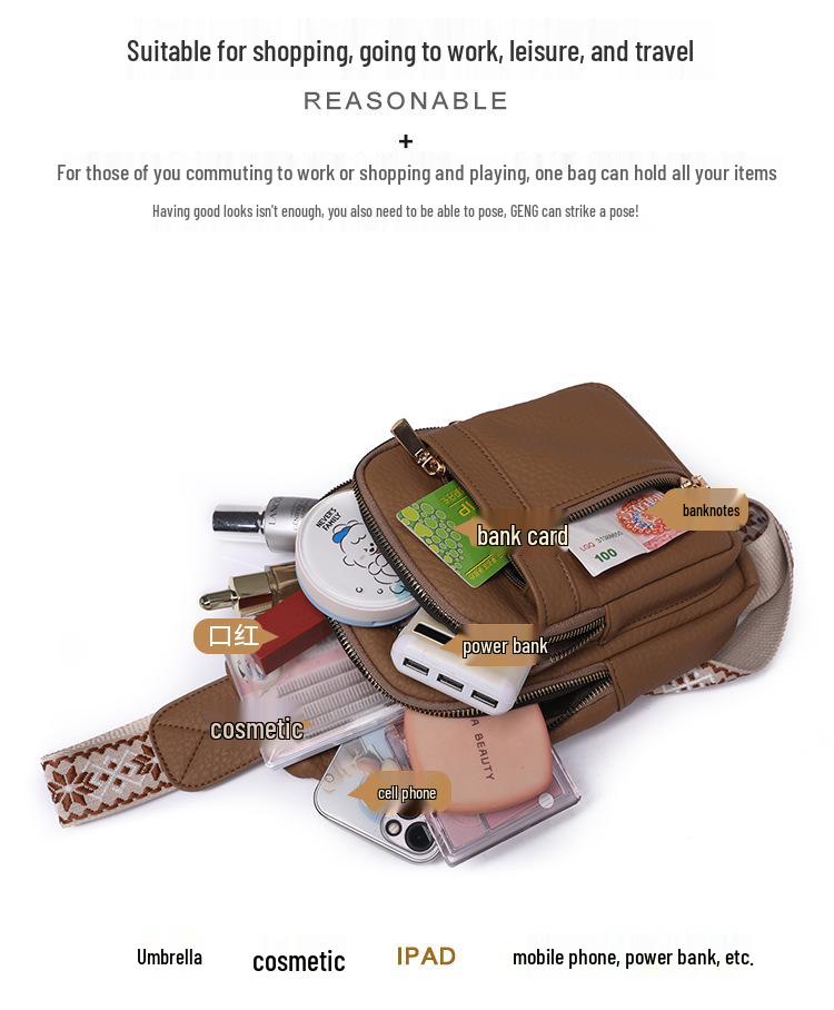 Retro PU Crossbody Chest Bag: Lightweight, Multi-compartment, Versatile and Fashionable Shoulder Bag