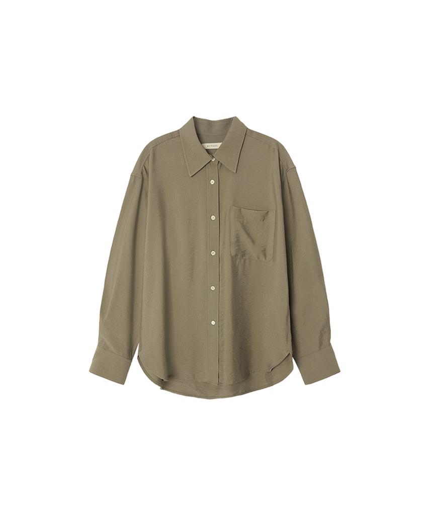 Siyajyu Sitp5160 Loose Fit Wrinkle Silky Shirt_Khaki Brown