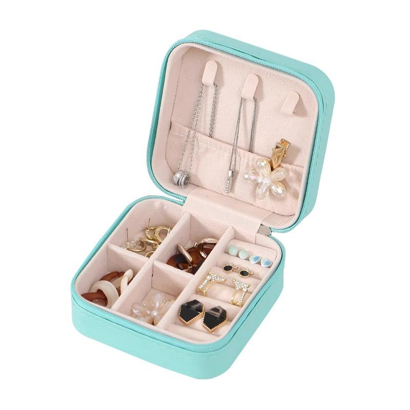 Portable Mini Jewelry Storage Box Travel Organizer Jewelry Case Leather Storage Earrings Necklace Ring Jewelry Organizer Display