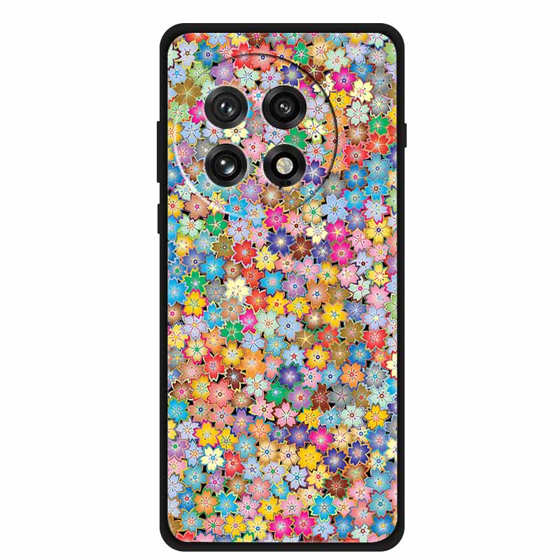 Funda For OnePlus13 5G Case OnePlus 13R Black Silicone Soft Flower Fashion TPU Back Cover For OnePlus13 13R Case Protective Capa