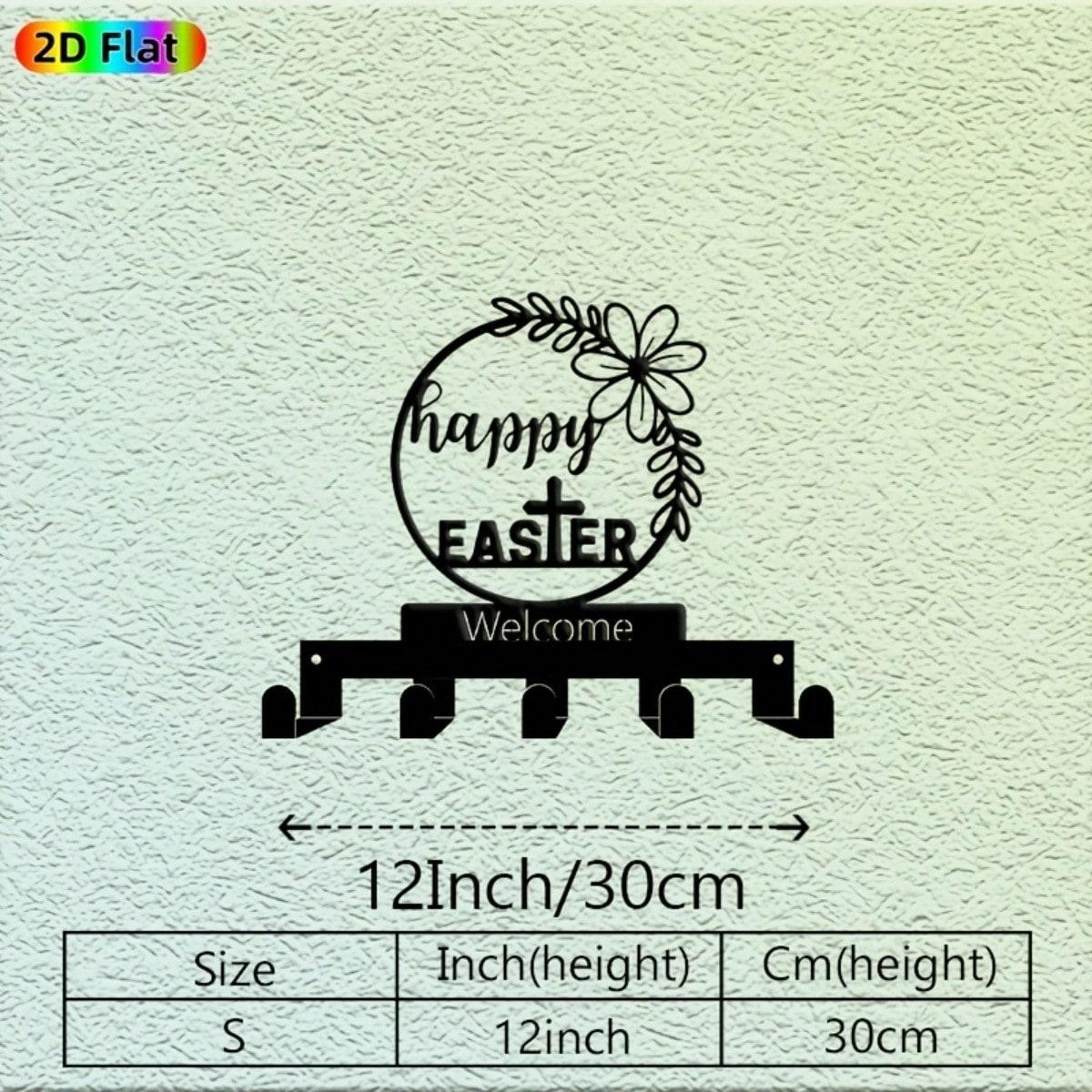 

Wall Mounted Wrought Iron Key Holder 5 Hook with Decorative Wreath 26x30