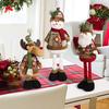Brinquedo de Pelúcia de Natal com Pernas Retráteis Rena Boneco de Neve Papai Noel Boneca de Pelúcia Decoração Ornamento para Festa de Feriado de Natal