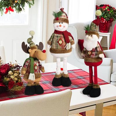 Noel Peluş Oyuncak Geri Çekilebilir Bacaklı El Yapımı Ren Geyiği Kardan Adam Noel Baba Peluş Bebek Noel Tatili Parti Dekorasyonu Süs