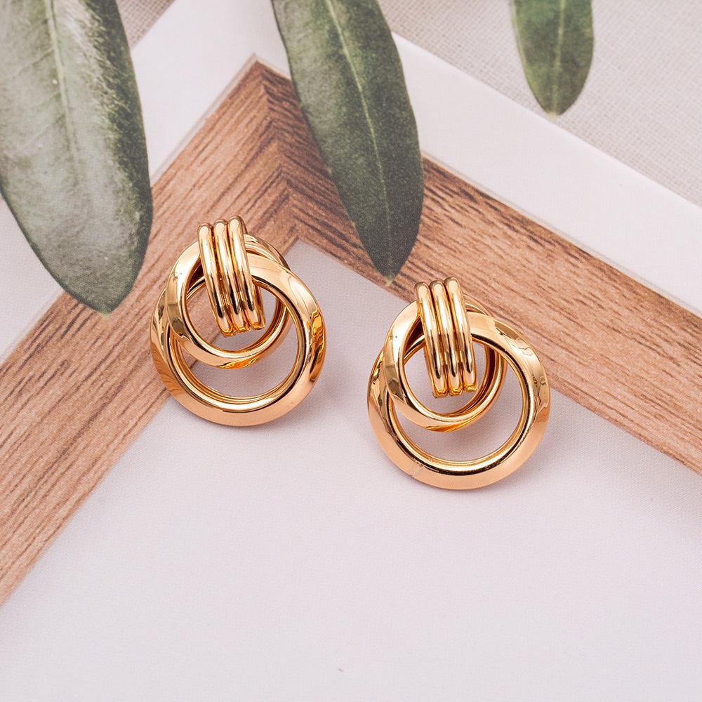Geometric Twisted Metal Tube Women's Stud Earrings