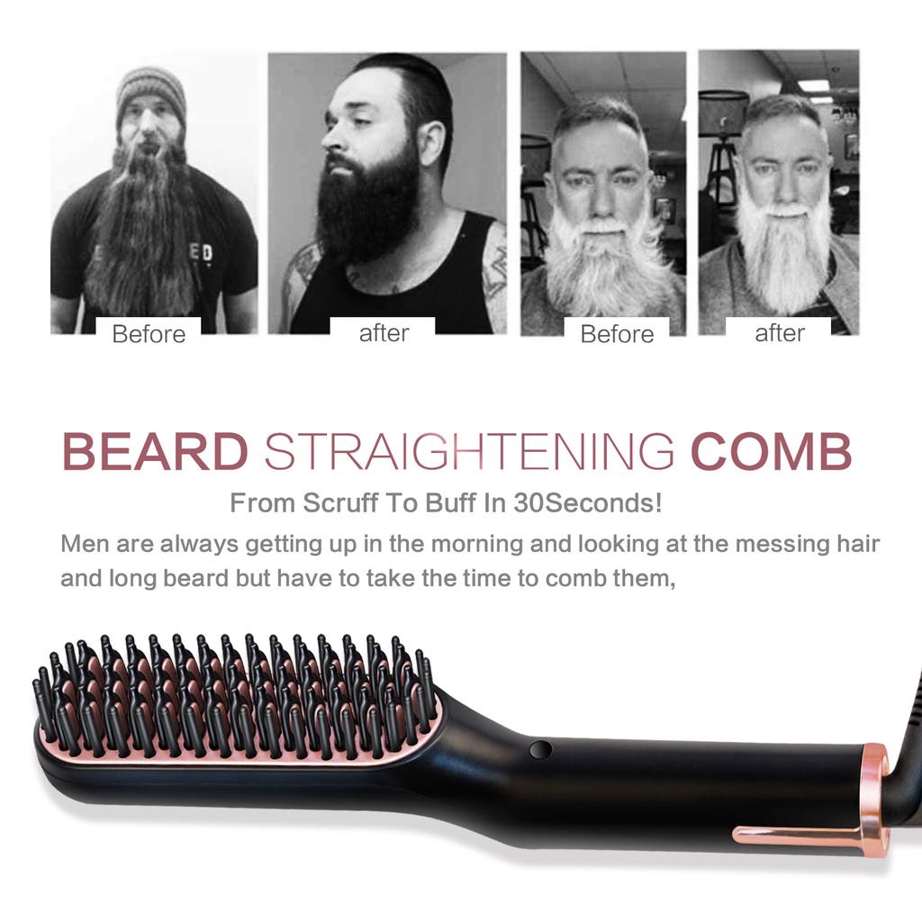 Professional Electric Hair Straightening Brush Rotating Hot Comb For Man's Beard Straightener Ionic Smoothing Styling Brushes